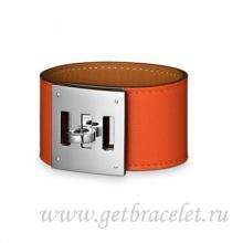 Copy High Quality Hermes Kelly Dog Bracelet Orange With Silver