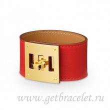 Imitation Hermes Kelly Dog Bracelet Red With Gold