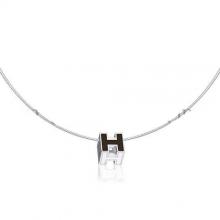 High End Hermes Cage D’H Necklace Black In Lacquer With Gold