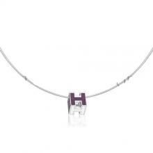 Cheap Hermes Cage D’H Necklace Purple In Lacquer With Gold