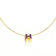 Wholesale Hermes Cage D’H Necklace Purple In Lacquer Yellow Gold