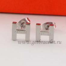 Hermes H Earrings In White Gold Replica