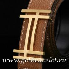 Designer Hermes Reversible Belt 18K Gold Fashion H Brushed Buckle