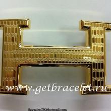 Hermes Reversible Belt 18K Gold Lizards Stripe Buckle Replica