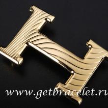 Hermes Reversible Belt 18K Gold Waves Stripe Buckle