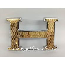 Imitation Hot Hermes Reversible Belt 18K Gold-Silve Rhombus Stripe Buckle