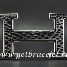 Hermes Reversible Belt 18K Silver Snake Stripe Buckle