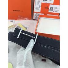 High End Replica Hermes Reversible Belt Black Togo Calfskin With 18k Silver H Buckle