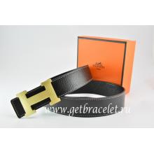 AAA Hermes Reversible Belt Black/Black Togo Calfskin With 18k Gold H Buckle