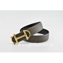 Hermes Reversible Belt Brown/Black Anchor Chain Togo Calfskin With 18k Gold Buckle