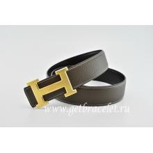 Hermes Reversible Belt Brown/Black Classics H Togo Calfskin With 18k Gold With Logo Buckle