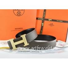 Hermes Reversible Belt Brown/Black Togo Calfskin With 18k Silver Wave Stripe H Buckle