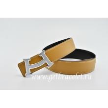 Knockoff Hermes Reversible Belt Coffee/Black Fashion H Togo Calfskin With Light 18k Silver Buckle