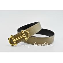 Copy Hermes Reversible Belt Gray/Black Anchor Chain Togo Calfskin With 18k Gold Buckle