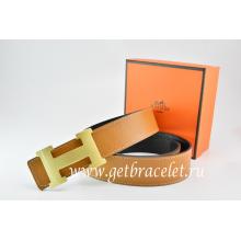 Top Quality Hermes Reversible Belt Light Coffe/Black Togo Calfskin With 18k Gold H Buckle