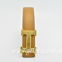 1:1 Hermes Reversible Belt Light Coffee/Black Classics H Togo Calfskin With 18k Gold With Logo Buckle