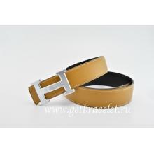 Best Cheap Hermes Reversible Belt Light Coffee/Black Classics H Togo Calfskin With 18k Silver With Logo Buckle