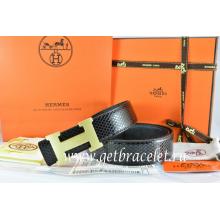 Hermes Reversible Belt Black/Black Snake Stripe Leather With 18K Gold H Buckle Replica