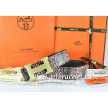 Hermes Reversible Belt Brown/Black Snake Stripe Leather With 18K Gold H Buckle