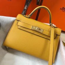 Fake Hermes Kelly Mini II Handbag In Yellow Epsom Leather