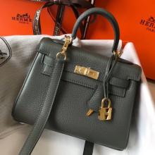 Copy Hermes Mini Kelly 20cm Handbag In Canopee Clemence Leather