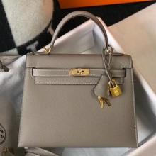 Hermes Gris Asphalt Epsom Kelly 25cm Sellier Handbag GHW