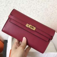 Hermes Kelly Classic Long Wallet In Ruby Epsom Leather Replica