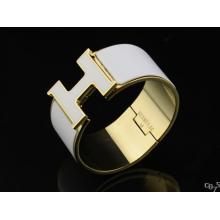 Replica Hermes White Enamel Clic H Bracelet Narrow Width (33mm) In Gold