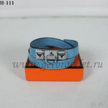 Cheap Hermes Rivale Double Wrap Bracelet Blue Silver