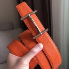 Hermes H D’Ancre Reversible Belt In Orange/Noir Leather