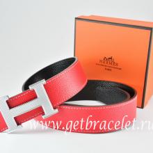 Replica Hermes Reversible Belt Red/Black Togo Calfskin With 18k Gold Wave Stripe H Buckle