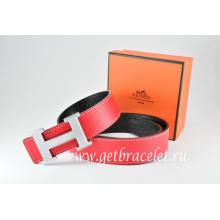 Replica Hermes Reversible Belt Red/Black Togo Calfskin With 18k Gold Wave Stripe H Buckle