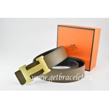 Imitation Hermes Reversible Belt Light Gray/Black Togo Calfskin With 18k Gold H Buckle