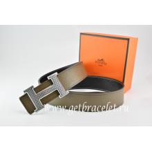 Fake Hermes Reversible Belt Light Gray/Black Togo Calfskin With 18k Gold Wave Stripe H Buckle