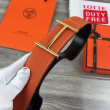 Faux Designer Hermes Reversible Belt Orange Togo Calfskin With 18k Gold H Buckle