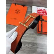 Faux Designer Hermes Reversible Belt Orange Togo Calfskin With 18k Gold H Buckle