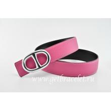 Replica Hermes Reversible Belt Pink/Black Anchor Chain Togo Calfskin With 18k Silver Buckle