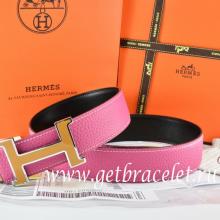 Cheap Imitation Hermes Reversible Belt Pink/Black Togo Calfskin With 18k Orange Silver H Buckle