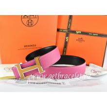 Cheap Imitation Hermes Reversible Belt Pink/Black Togo Calfskin With 18k Orange Silver H Buckle