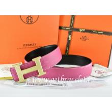 Replica Perfect Hermes Reversible Belt Pink/Black Togo Calfskin With 18k Silver Wave Stripe H Buckle