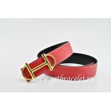 Copy Hermes Reversible Belt Red/Black Anchor Chain Togo Calfskin With Red/Black 18k Gold Buckle