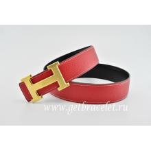 Best Replica Hermes Reversible Belt Red/Black Classics H Togo Calfskin With 18k Gold With Logo Buckle