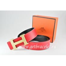 Hermes Reversible Belt Red/Black Togo Calfskin With 18k Silver Wave Stripe H Buckle