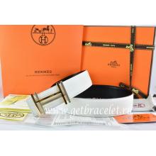 Hermes Reversible Belt White/Black Togo Calfskin With 18k Gold Double H Buckle