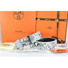 Hermes Reversible Belt White/Black Snake Stripe Leather With 18K Drawbench Silver H Buckle Replica