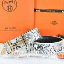 Hermes Reversible Belt White/Black Snake Stripe Leather With 18K Gold H Au Carre Buckle Replica