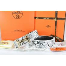 Hermes Reversible Belt White/Black Snake Stripe Leather With 18K Gold H Au Carre Buckle Replica