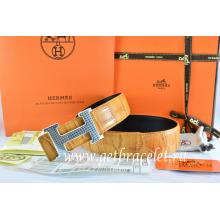 High Quality Hermes Reversible Belt Orange/Black Crocodile Stripe Leather With18K Silver Wave Stripe H Buckle