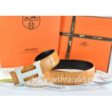 Imitation Cheap Hermes Reversible Belt Orange/Black Crocodile Stripe Leather With18K White Silver H Buckle