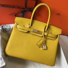 Hermes Yellow Clemence Birkin 30cm Handbag
